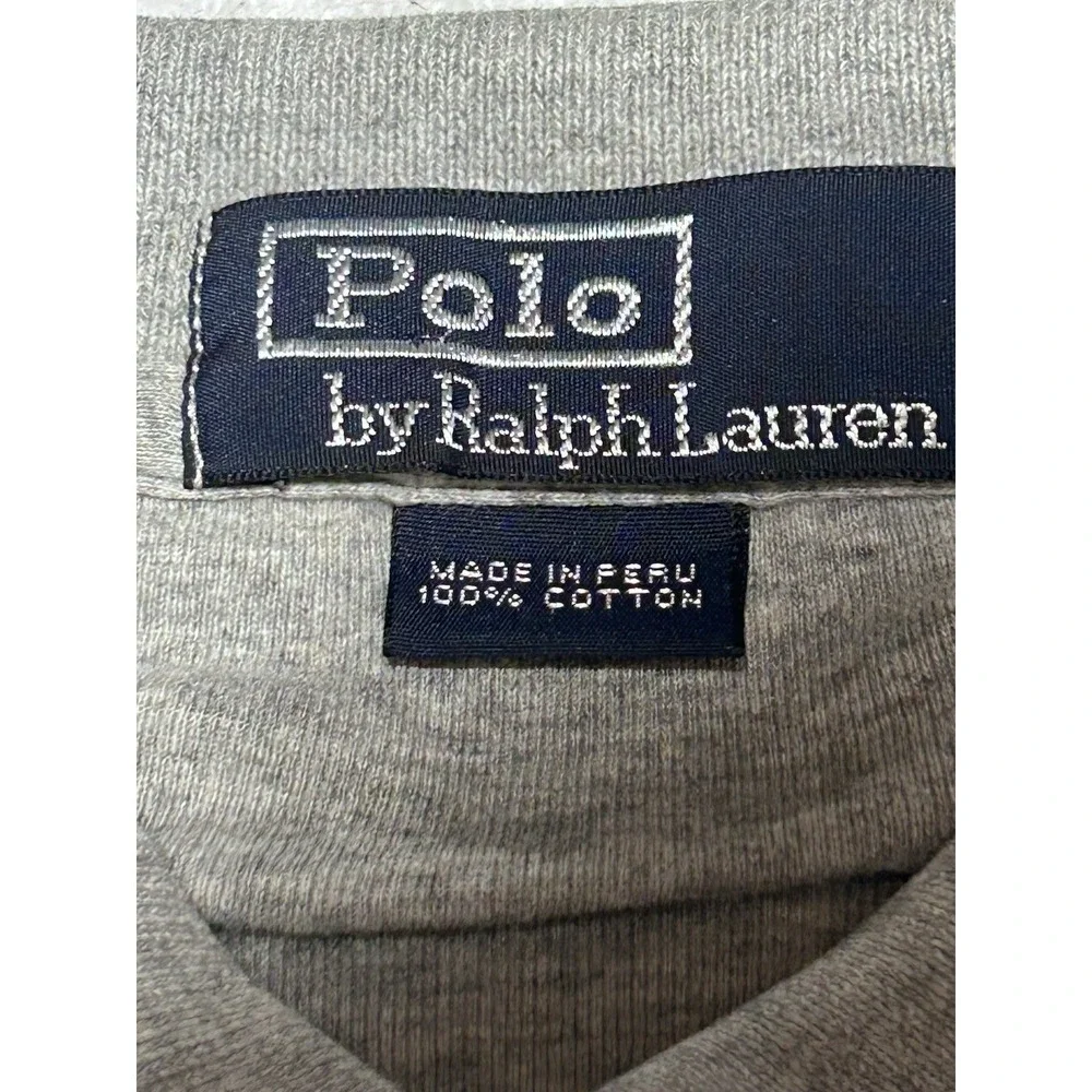 POLO Ralph Lauren 100% Cotton Grey Pony Long Sleeve Polo Shirt Heather Grey